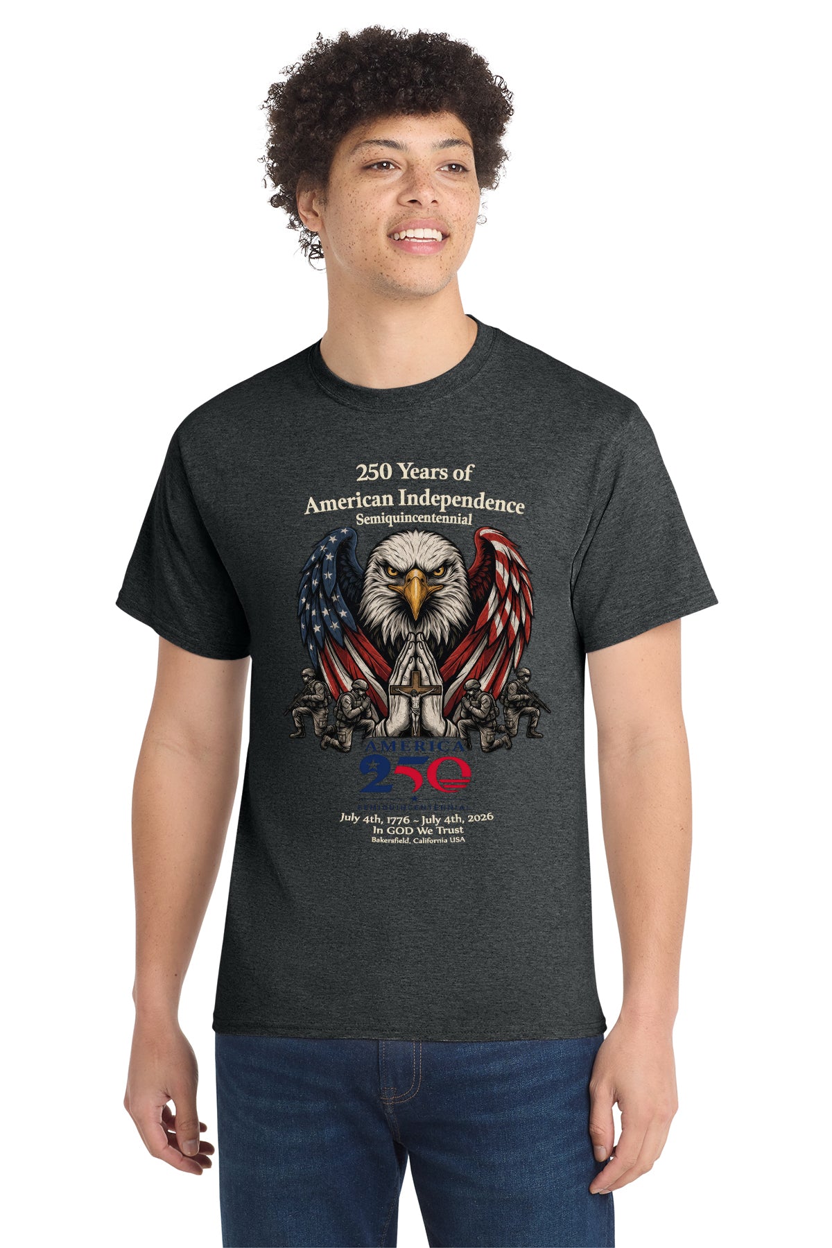 250 Years of American Independence Patriotic Eagle T-Shirt – Faith, Freedom & Honor (1776–2026)