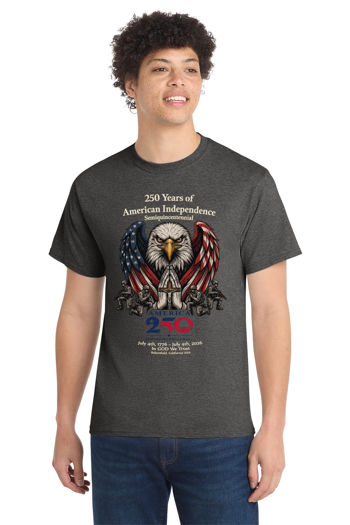 250 Years of American Independence Patriotic Eagle T-Shirt – Faith, Freedom & Honor (1776–2026)