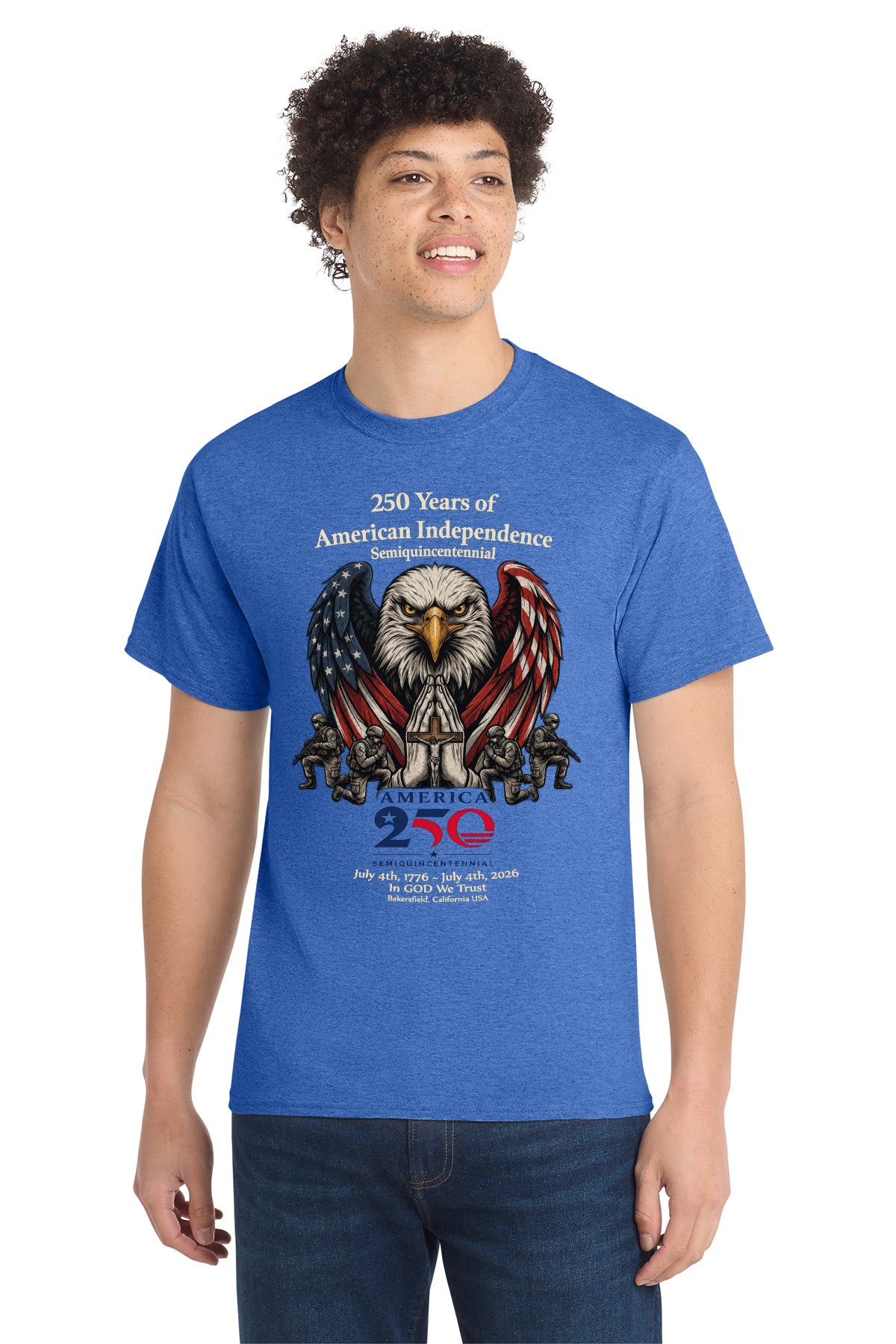 250 Years of American Independence Patriotic Eagle T-Shirt – Faith, Freedom & Honor (1776–2026)