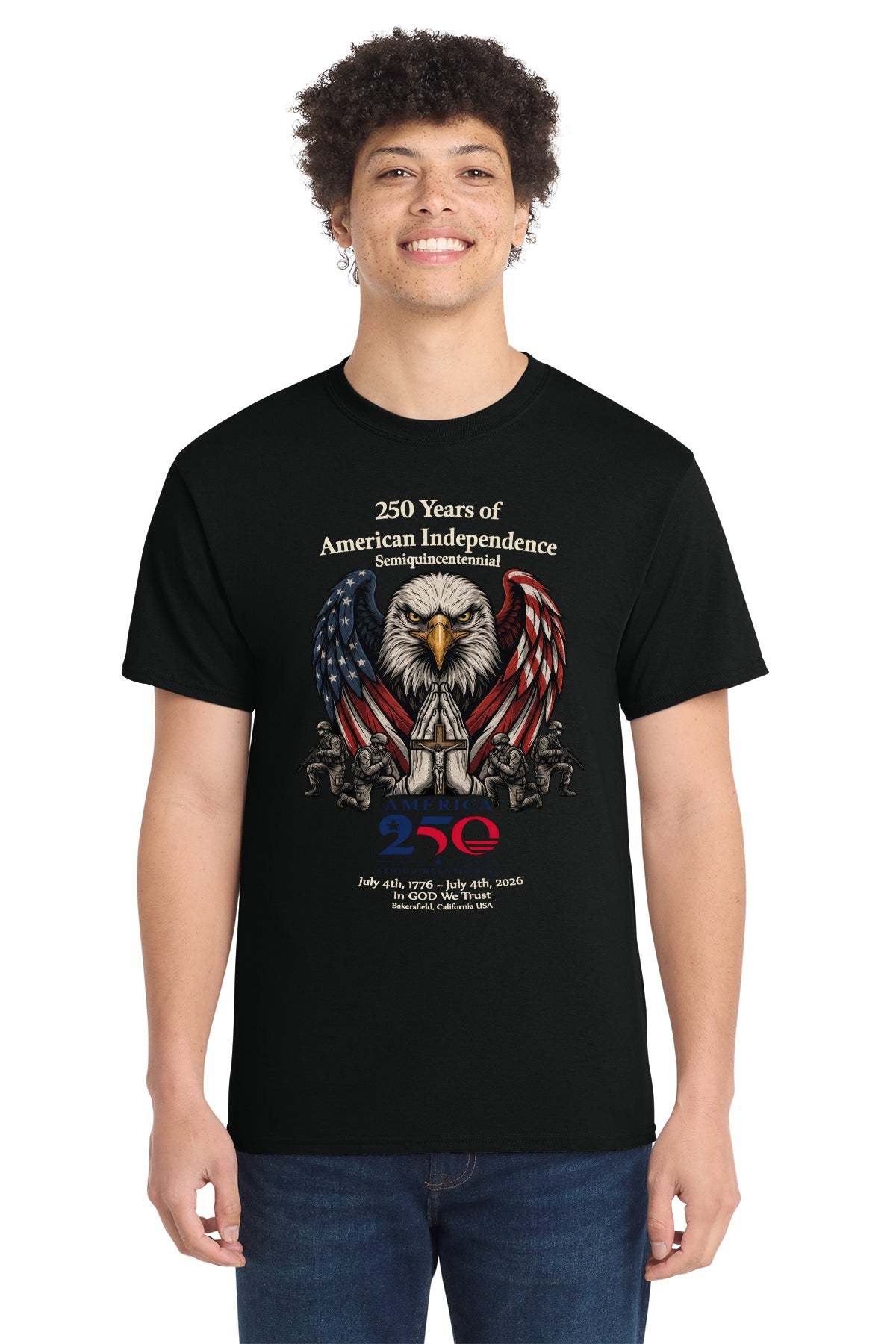 250 Years of American Independence Patriotic Eagle T-Shirt – Faith, Freedom & Honor (1776–2026)