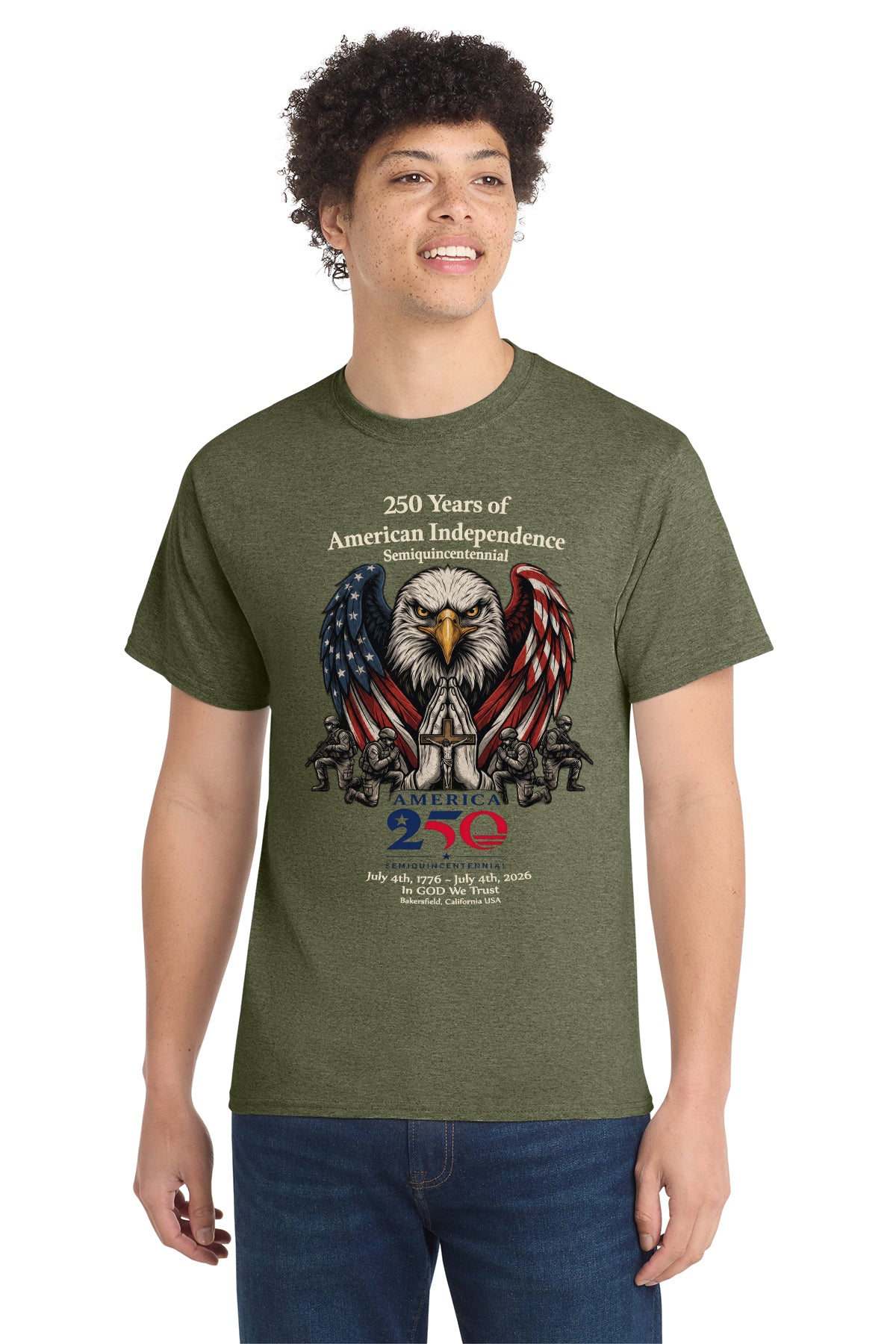 250 Years of American Independence Patriotic Eagle T-Shirt – Faith, Freedom & Honor (1776–2026)