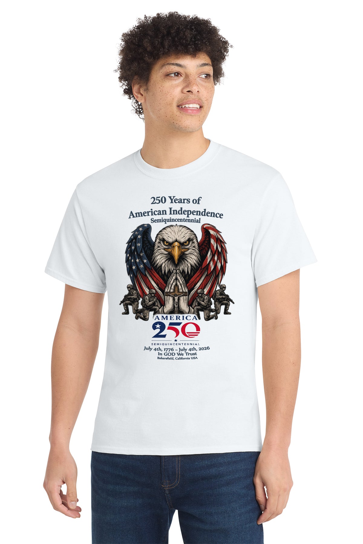 250 Years of American Independence Patriotic Eagle T-Shirt – Faith, Freedom & Honor (1776–2026)